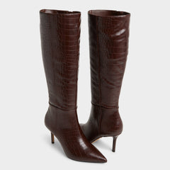 Stiletto heel Saphiria Dark Brown Women's Tall Boots - Knee-high boot