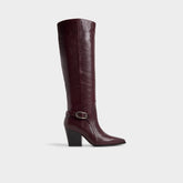 Saddle in Bordo - Knee-high boot Block heel