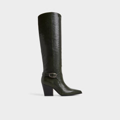 Saddle in Dark Green - Knee-high boot Block heel