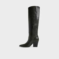 Saddle in Dark Green - Knee-high boot Block heel