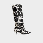 Everose in White Black - Knee-high boot Kitten heel