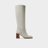 Block heel Elyze in White Bone - Knee-high boot