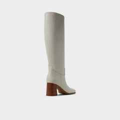 Block heel Elyze in White Bone - Knee-high boot
