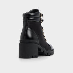 Mariettia in Black - Lace-up boot Lug sole