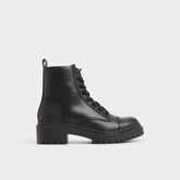 Goer Black Women's Casual boots - Combat ankle boot Lug sole