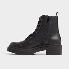 Goer Black Women's Casual boots - Combat ankle boot Lug sole