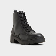 Goer Black Women's Casual boots - Combat ankle boot Lug sole