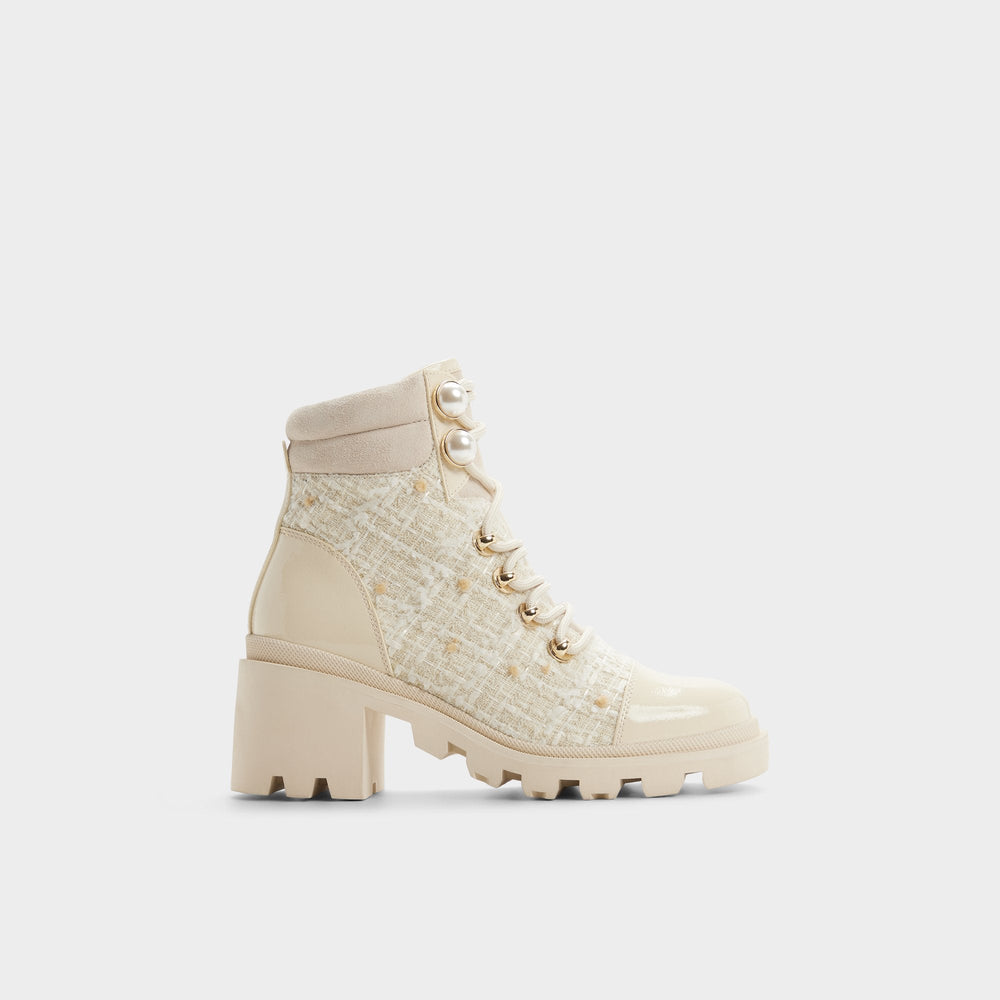 Mariettia in Other White - Lace-up boot Lug sole