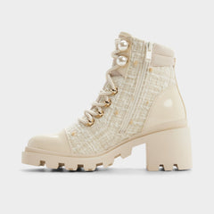 Mariettia in Other White - Lace-up boot Lug sole