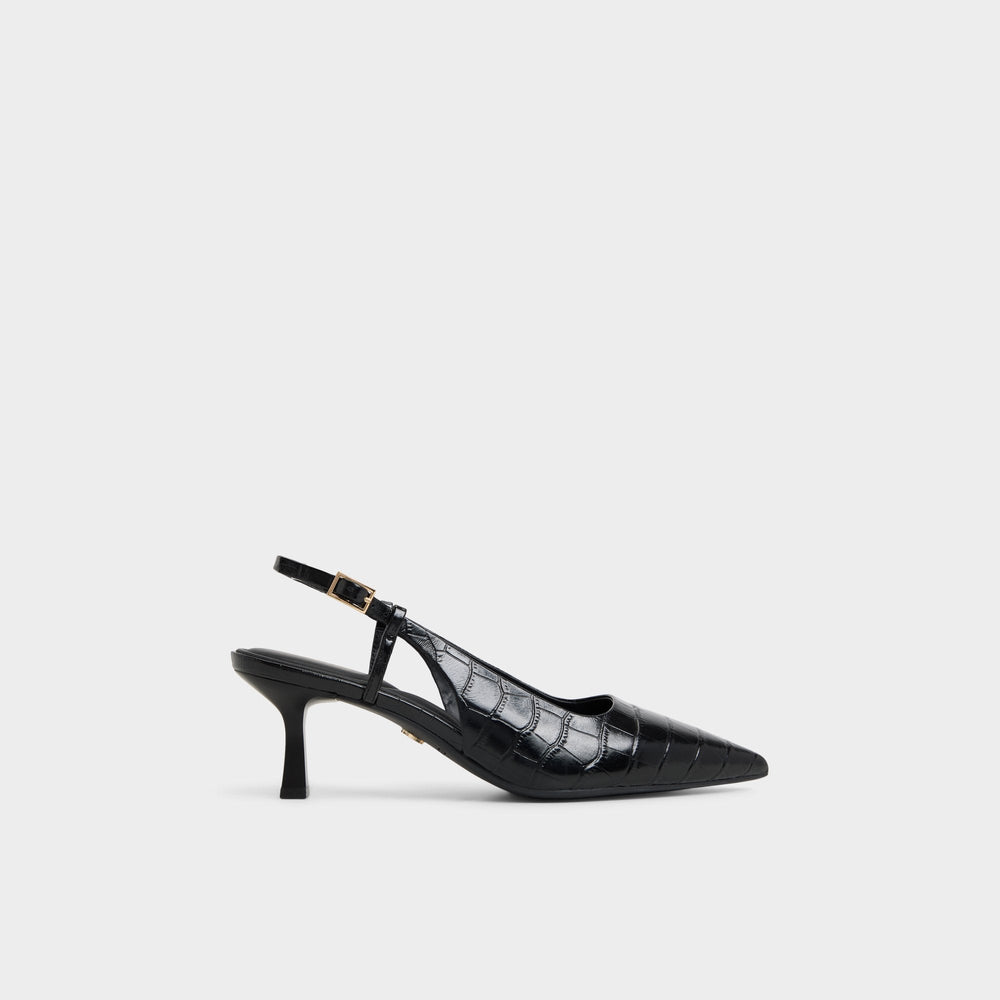 Adan in Black - Slingback heel Kitten heel