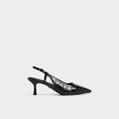 Adan in Black - Slingback heel Kitten heel