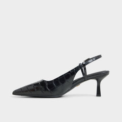 Adan in Black - Slingback heel Kitten heel