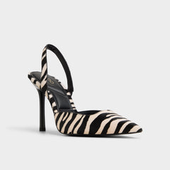Berolden White/Black Women's Animal Prints - Slingback heel