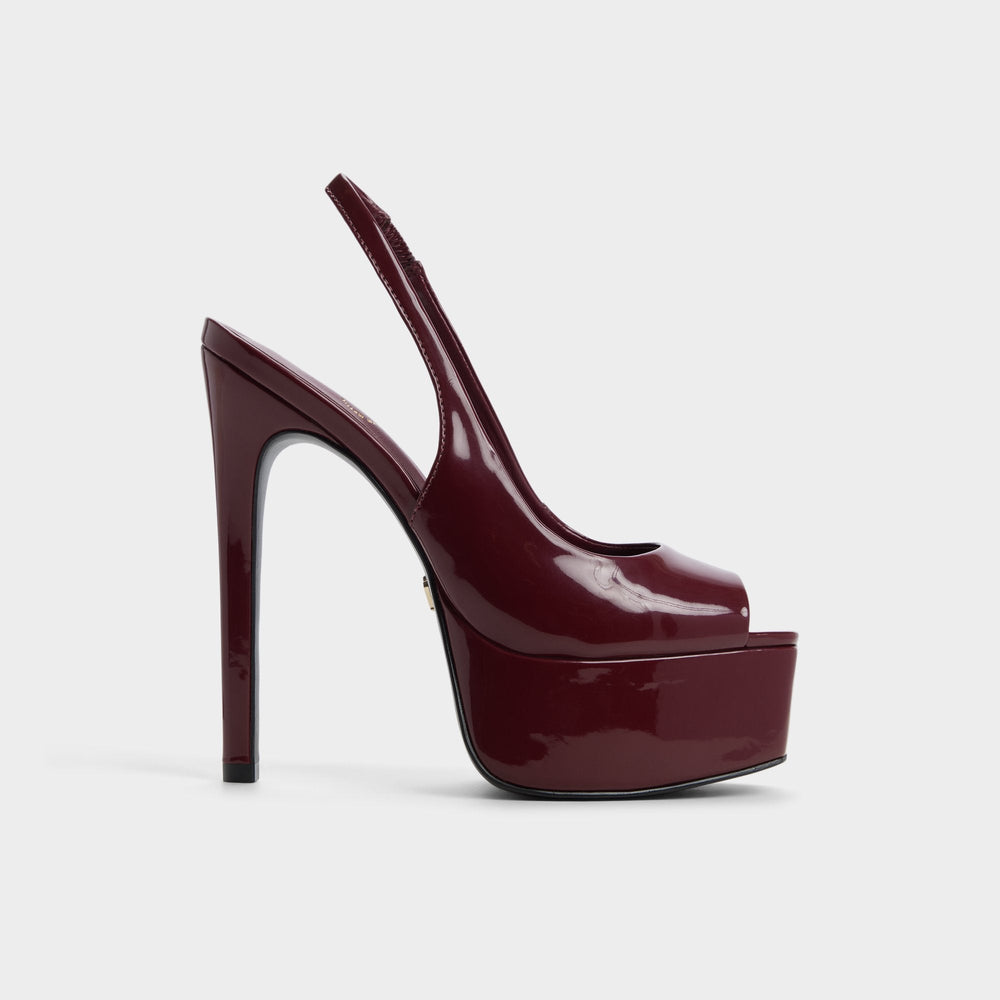 Thanlinie in Dark Red - Slingback heeled sandal Platform