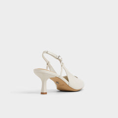 Adan in White Bone - Slingback heel Kitten heel