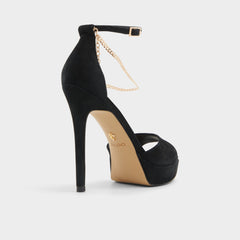 Afumeth Black Overflow Women's Platform sandals - Strappy heeled sandal Stiletto platform