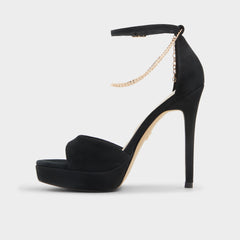 Afumeth Black Overflow Women's Platform sandals - Strappy heeled sandal Stiletto platform