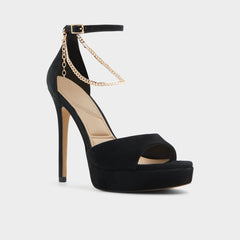 Afumeth Black Overflow Women's Platform sandals - Strappy heeled sandal Stiletto platform