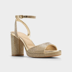 Platform Alluring Champagne Women's Strappy sandals - Strappy heeled sandal