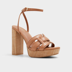 Valaberel Medium Brown Women's Platform sandals - Strappy heeled sandal Platform