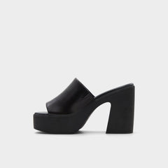 Maysee Other Black Leather Smooth Women's Mule slides - Heeled mule Platform