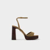Platform Lothon in Other Green - Strappy heeled sandal