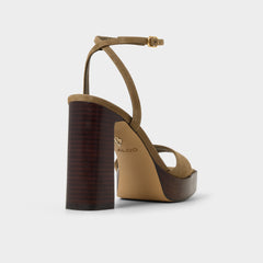 Platform Lothon in Other Green - Strappy heeled sandal