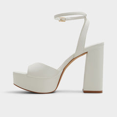 Valoria White Women's Platform sandals - Strappy heeled sandal