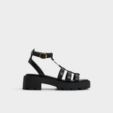 Lug sole Lamington Black Women's Strappy sandals - Gladiator sandal