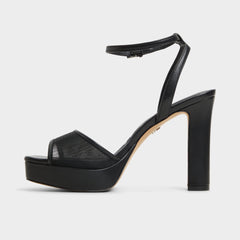 Chicglimmer Black Women's Platform sandals - Strappy heeled sandal Block heel