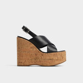 Sandcastle Black Women's Platform sandals - Strappy wedge sandal