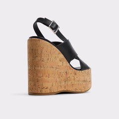 Sandcastle Black Women's Platform sandals - Strappy wedge sandal