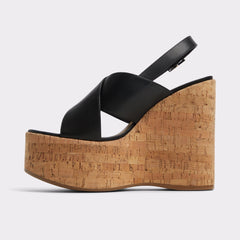 Sandcastle Black Women's Platform sandals - Strappy wedge sandal