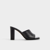 Re in Sophia Black - Heeled mule Block heel