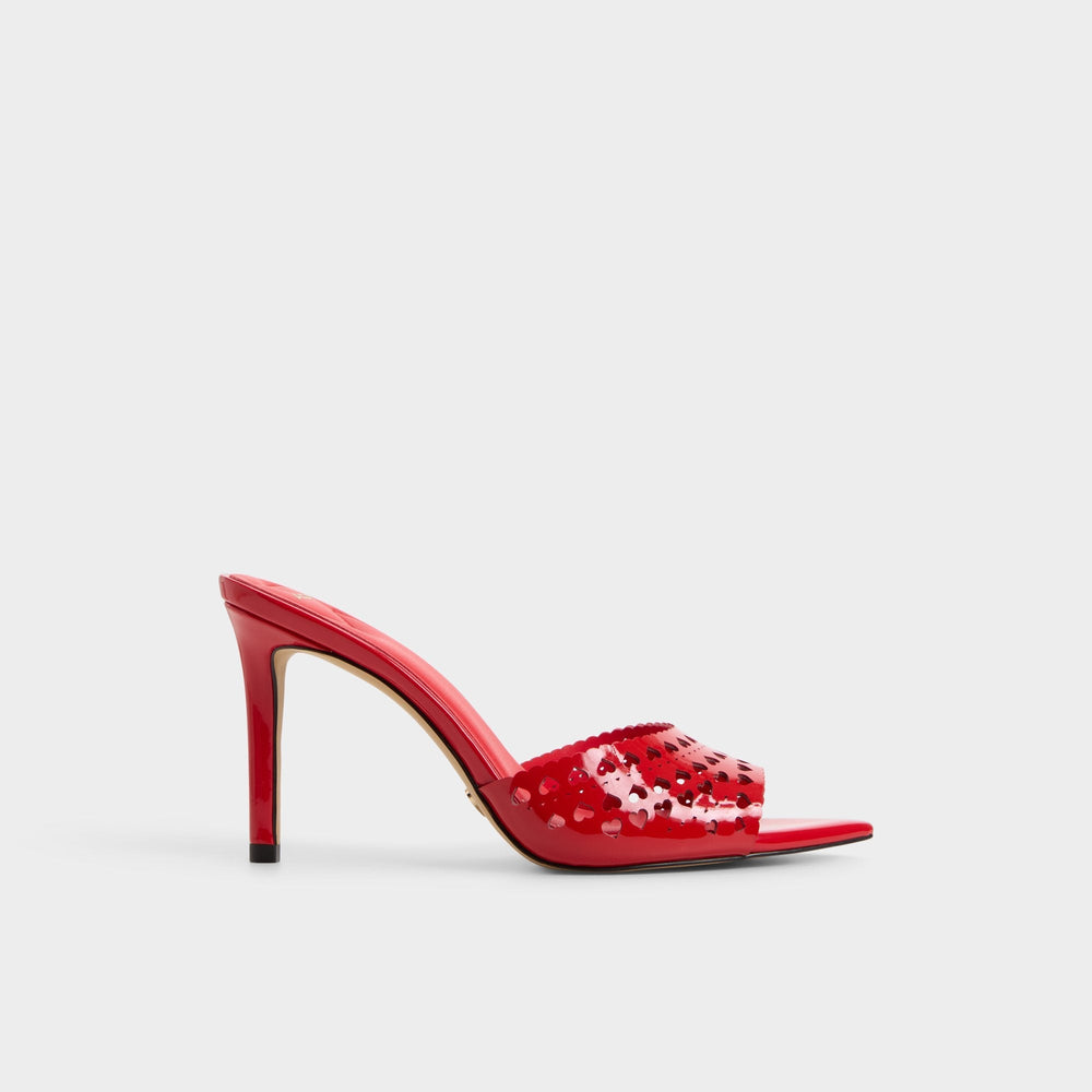 Stiletto heel Lovemule in Medium Red - Heeled mule
