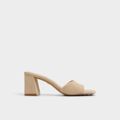 Tisha Beige Women's Heeled mules - Heeled mule Block heel
