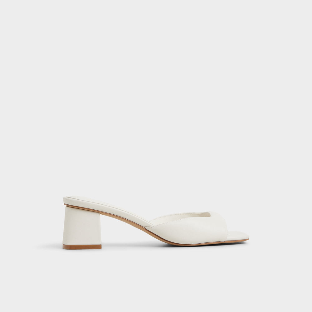 Aneky in White Bone - Heeled mule Block heel