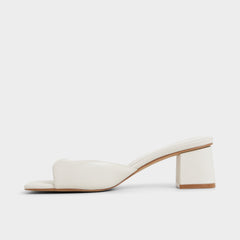 Aneky in White Bone - Heeled mule Block heel