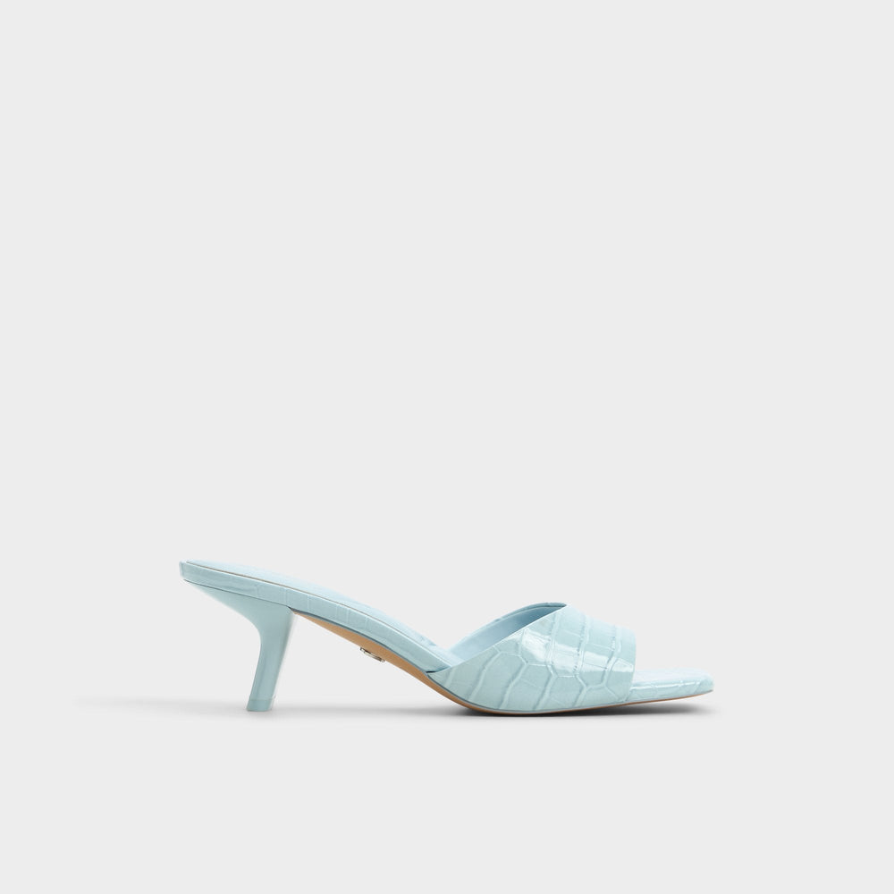Enchanting Pastel Blue Women's Heeled mules - Heeled mule Kitten heel