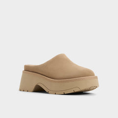 Lug sole Academia Beige Women's Cold Weather Shoes - Heeled mule