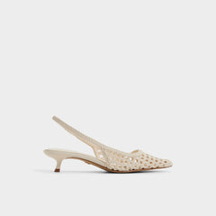 Violettia in Light Beige - Sling back high heel Kitten heel