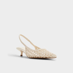 Violettia in Light Beige - Sling back high heel Kitten heel