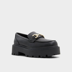 Oneameth Black Synthetic Smooth Women's Loafers & Oxfords - Loafer Lug sole