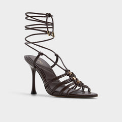 Stiletto heel Curacao in Dark Brown - Strappy heeled sandal