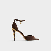 Medeza in Dark Brown - Strappy heeled sandal