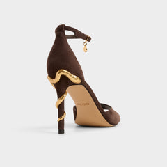 Medeza in Dark Brown - Strappy heeled sandal