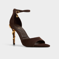 Medeza in Dark Brown - Strappy heeled sandal