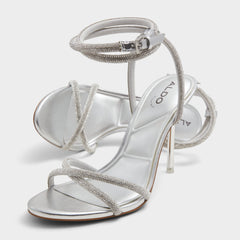 Manaelden Silver Women's Heeled sandals - Strappy heeled sandal Stiletto heel