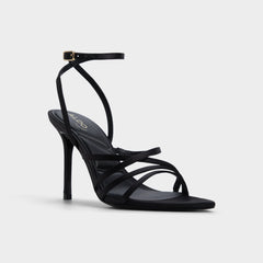 Solania Black Women's Strappy sandals - Strappy heeled sandal Stiletto heel