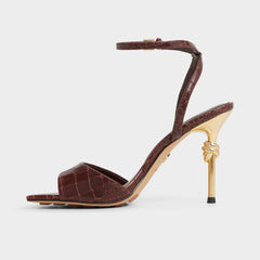 Harmonious in Dark Brown - Strappy heeled sandal